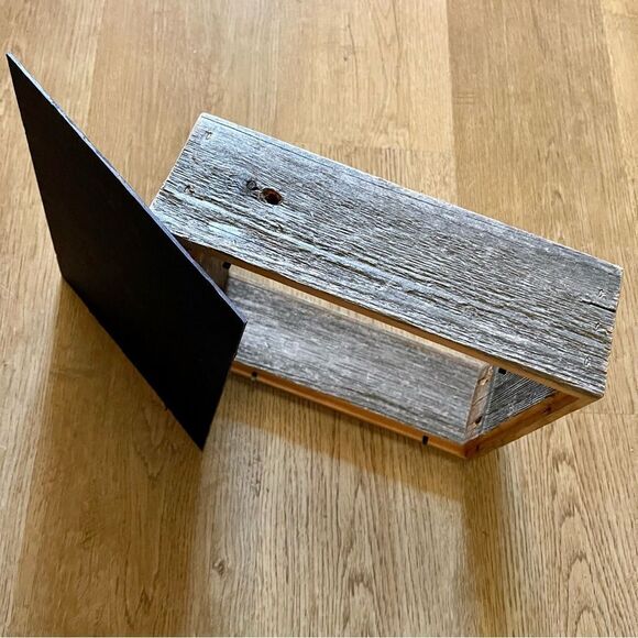 Rustic Reclaimed Wood Shadow Box Wall Hanging Hooks Black Background - Picture 16 of 16